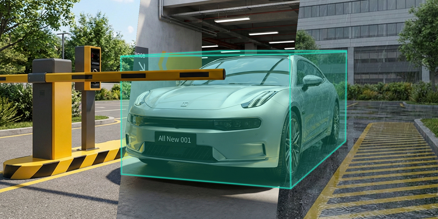Passenger car entering a parking facility through a multi-camera 3D detection zone