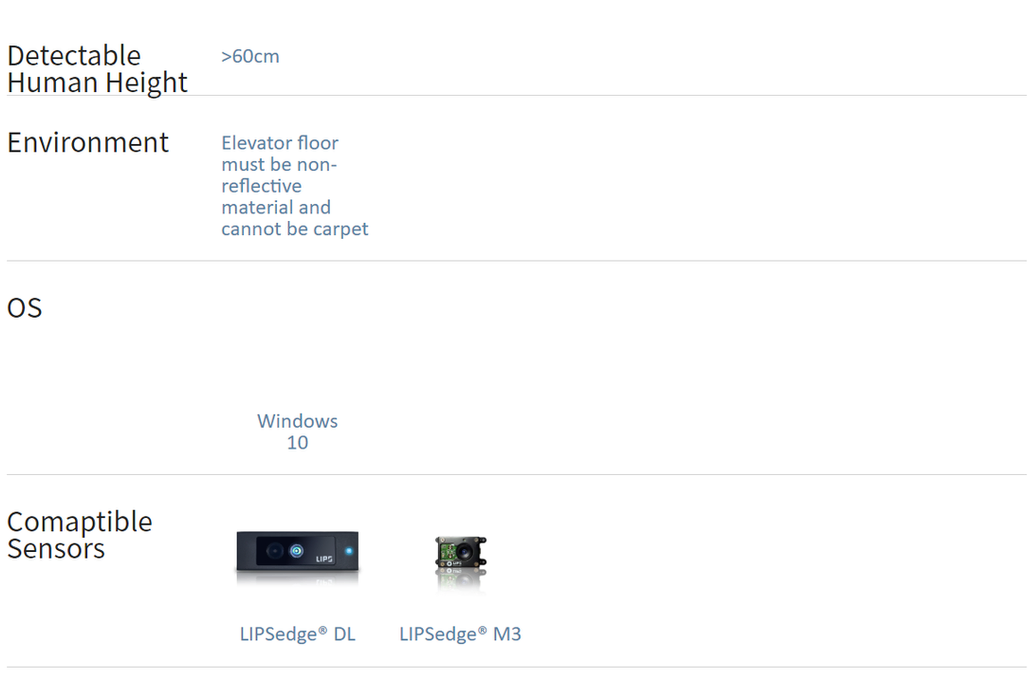 LIPS elevator volume capacity measurement specification