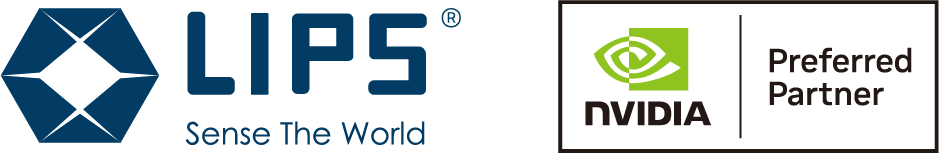 "Logos of LIPS with the tagline 'Sense The World' on the left and NVIDIA Preferred Partner on the right, displayed on a black background."