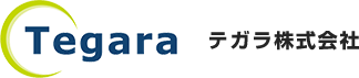 "Tegara logo with the word 'Tegara' in blue, partially encircled by a green crescent, and Japanese text 'テガラ株式会社' in gray on the right."