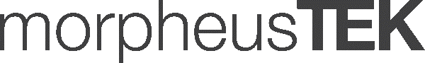 "Logo displaying the text 'morpheusTEK' in a modern, sleek black font on a transparent background."