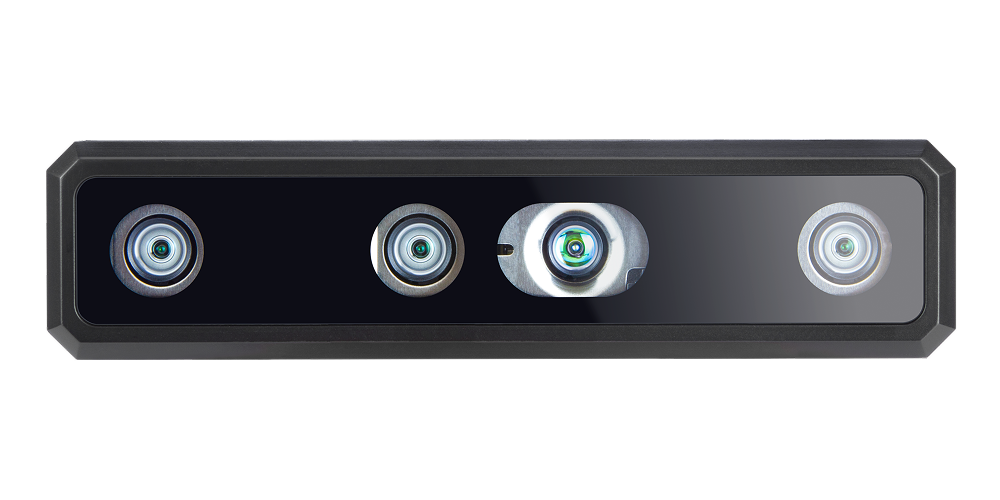Front-facing view of a LIPSedge high-performance industrial 3D camera featuring a multi-lens sensor array for advanced depth perception and machine vision applications.