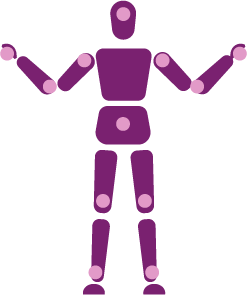 Based on the visual icon provided, this graphic represents the **32-joint full-body skeletal tracking** feature. The illustration depicts a human figure with marked articulation points, symbolizing the system's ability to identify and track **32 distinct joints** across the human body in real-time, which is essential for capturing detailed full-body motion.